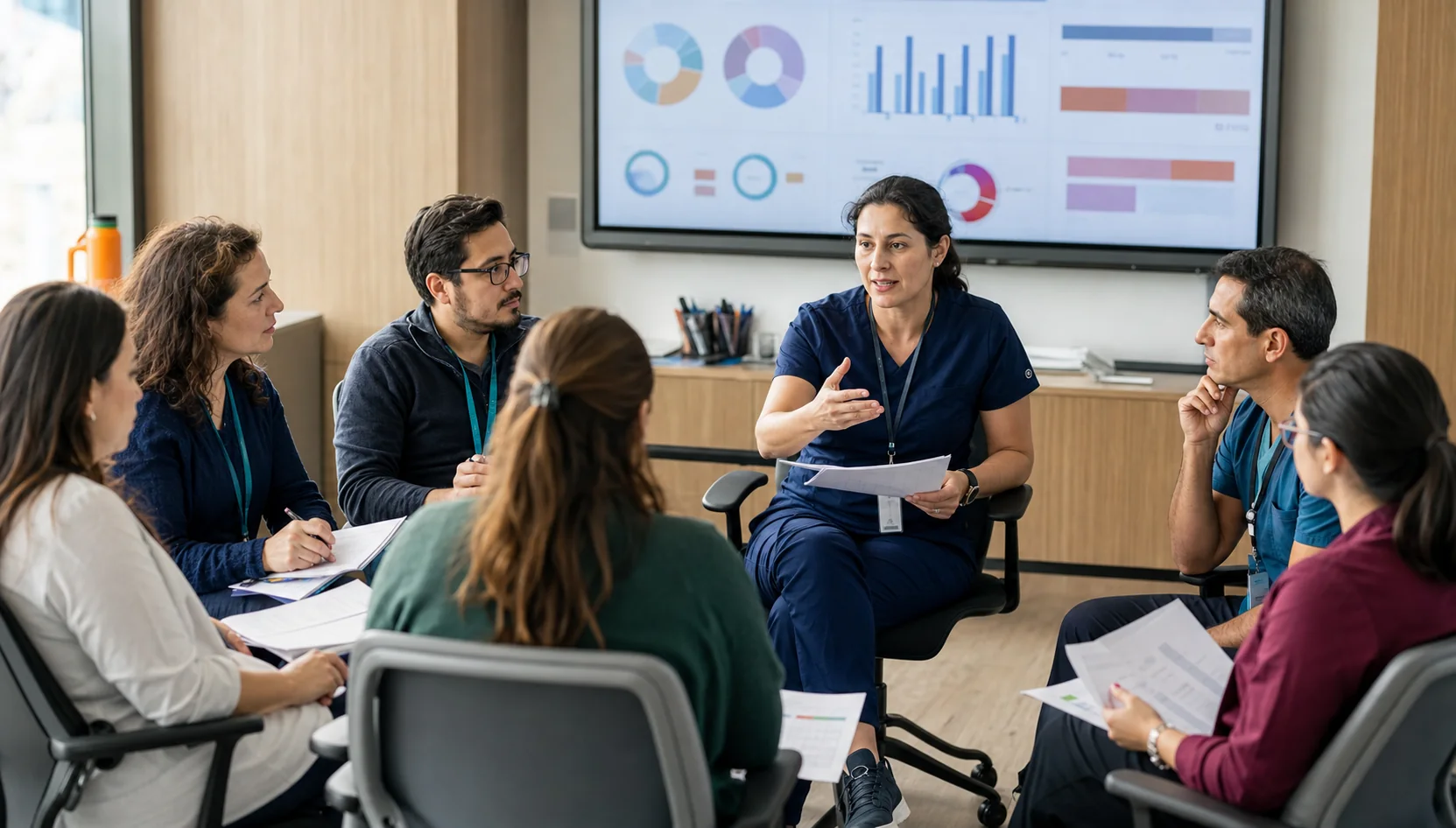 Equipo interdisciplinario participando en una capacitación